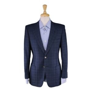 Ravazzolo Aqua Blue/Purple Tartan Plaid Patch Pocket Wool-Silk Blazer 38S